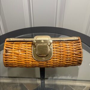 MICHAEL Michael Kors Wicker Clutch with Gold Accents